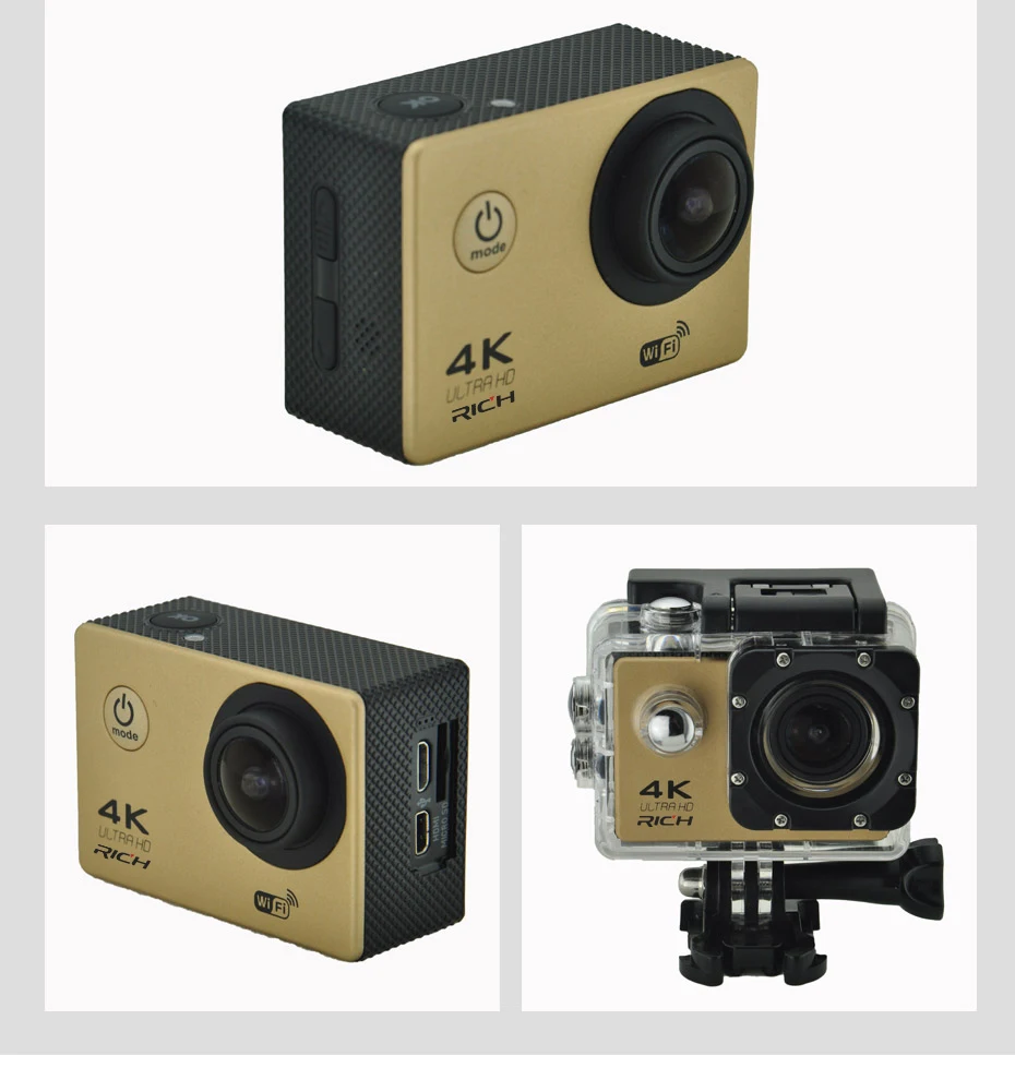 Богатая Экшн-камера F60 F60R Ultra HD 4 K/30fps WiFi 2," 170D go шлем Cam pro Подводная Водонепроницаемая Спортивная камера для youtube