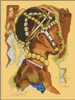 

14/16/18/27/28 Top Quality Lovely Popular Counted Cross Stitch Kit African Man Africa People 35099