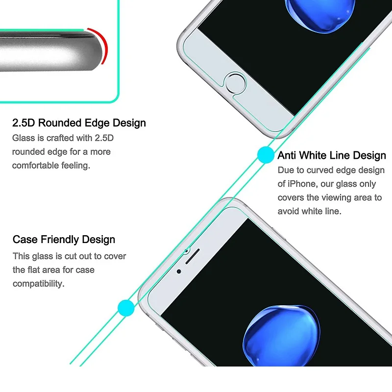 VSKEY 10 шт 2.5D Закаленное стекло для iPhone 6 6s 7 8 Plus 5s se защита экрана 4,7 5,5 дюйма устойчивая к царапинам Защитная пленка