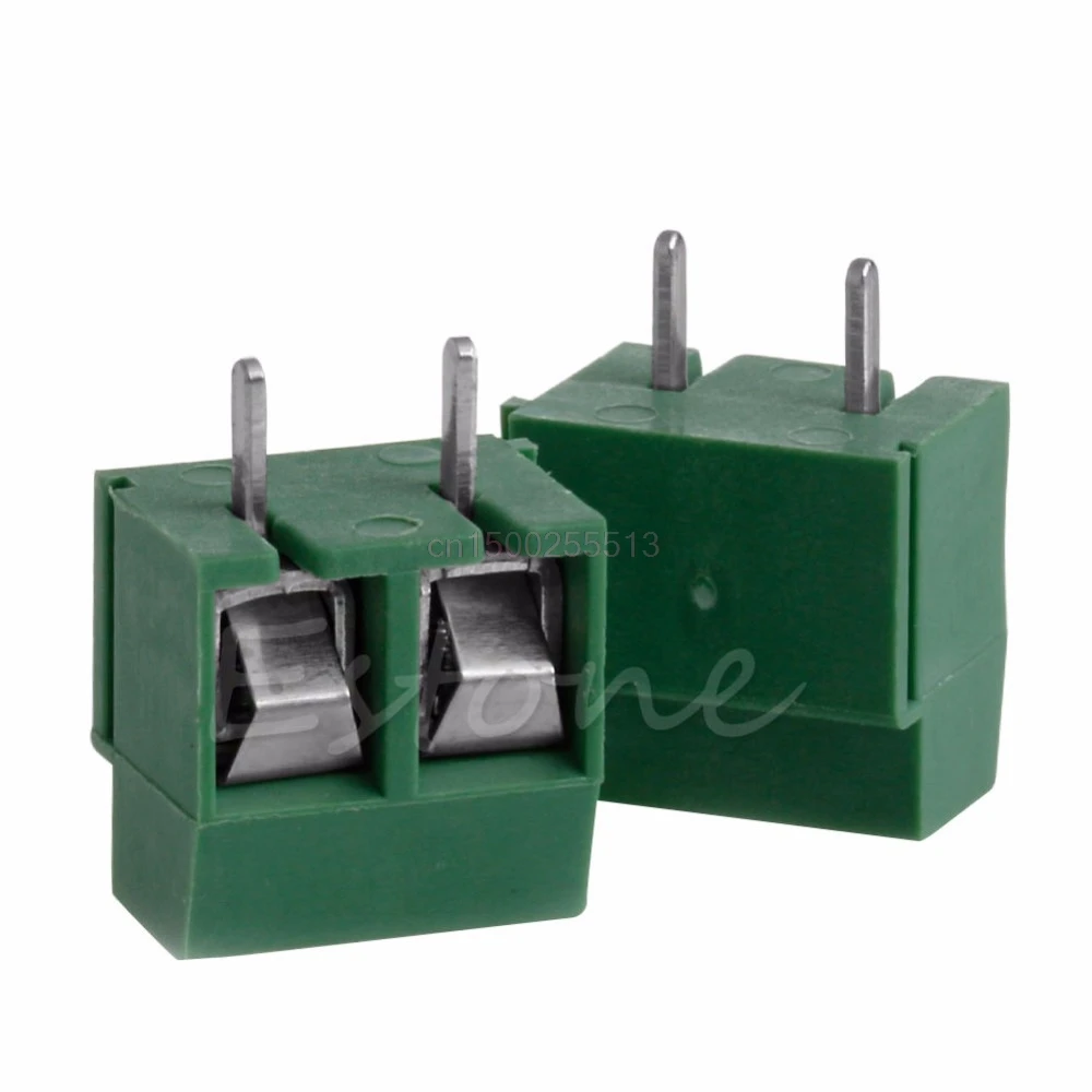 

2pcs 300V 10A 2P Male PCB Screw Terminal Block Connector 5mm Green Pitch