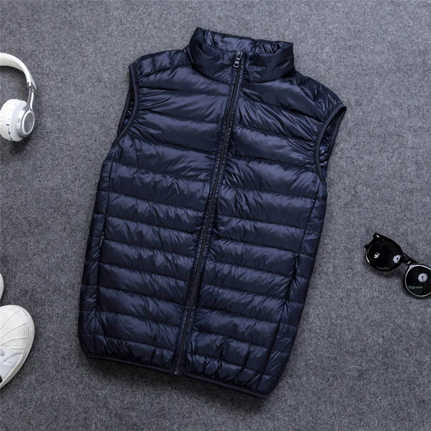Men Down Vests, White Duck Down, Winter Autumn