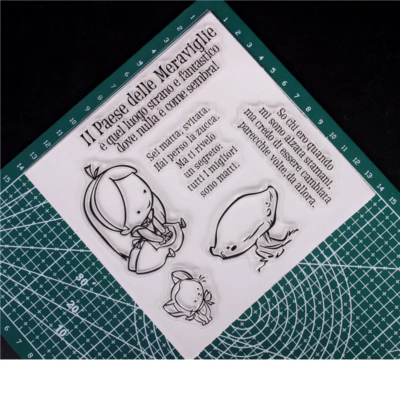Итальянский резиновый силиконовый прозрачный штамп для tamтампонов прозрачная печать фоновая карточка со штампом Изготовление Diy Алиса девушка