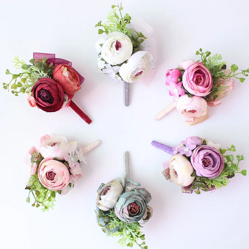 Wedding Corsages and Boutonnieres men groom artificial flowers  (9)