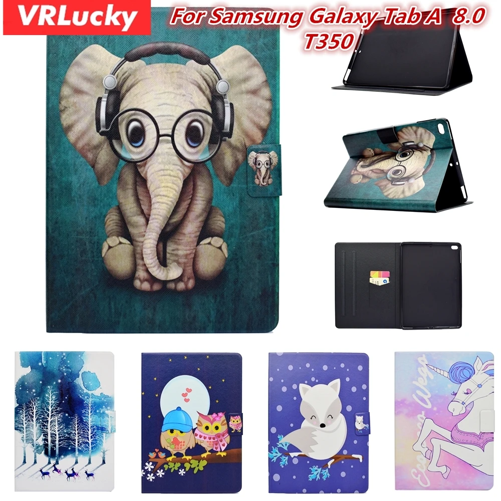 VRLucky для Samsung Galaxy Tab A 8,0 t350 чехол милый слон сова лиса Единорог Вышивка крестом картины флип и Стенд PU кожаный