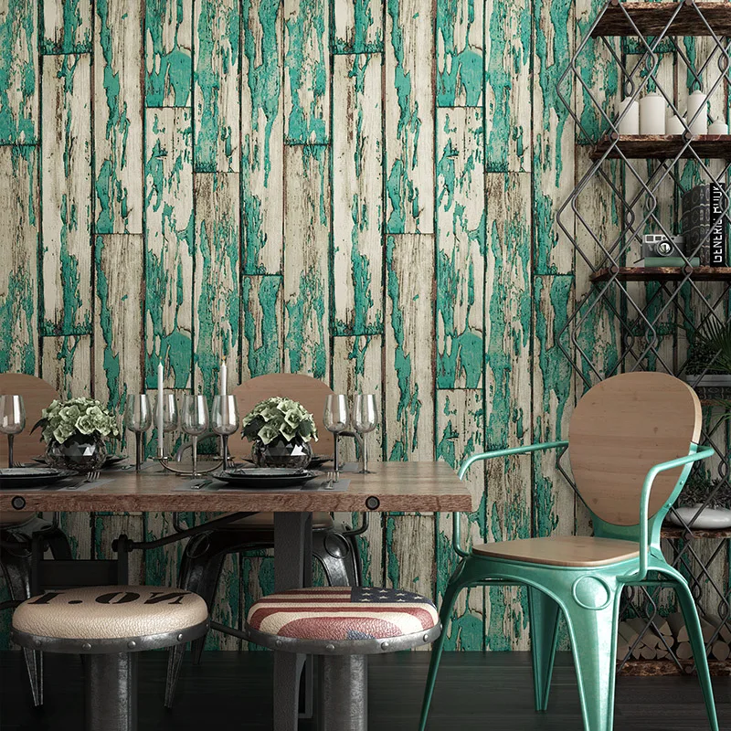 

Imitation wood grain wallpaper Retro nostalgic texture wood color wallsticker 3d industrial style loft background PVC wallpaper