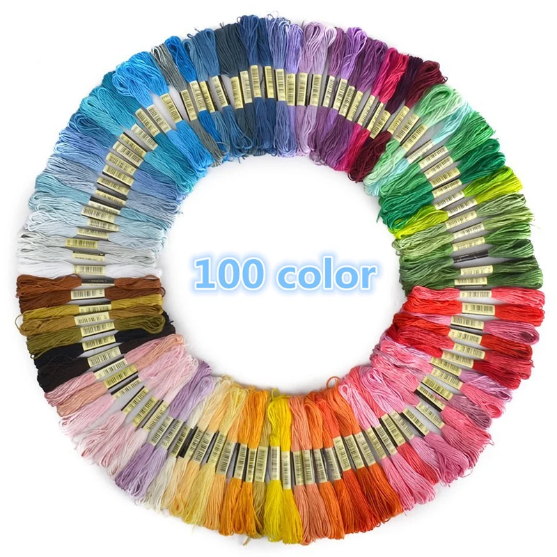 

100pcs Mix Colors Cross Stitch Cotton Sewing Skeins Embroidery Thread Floss Kit DIY Sewing Tools