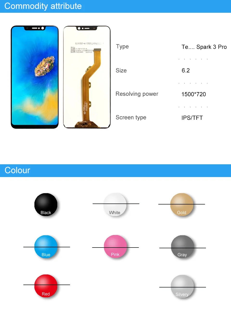 6,2 ''lcd для Tecno Spark 3 Pro KB3 KB8 lcd дисплей кодирующий преобразователь сенсорного экрана в сборе для Tecno Spark 3 Pro KB8 lcd полный