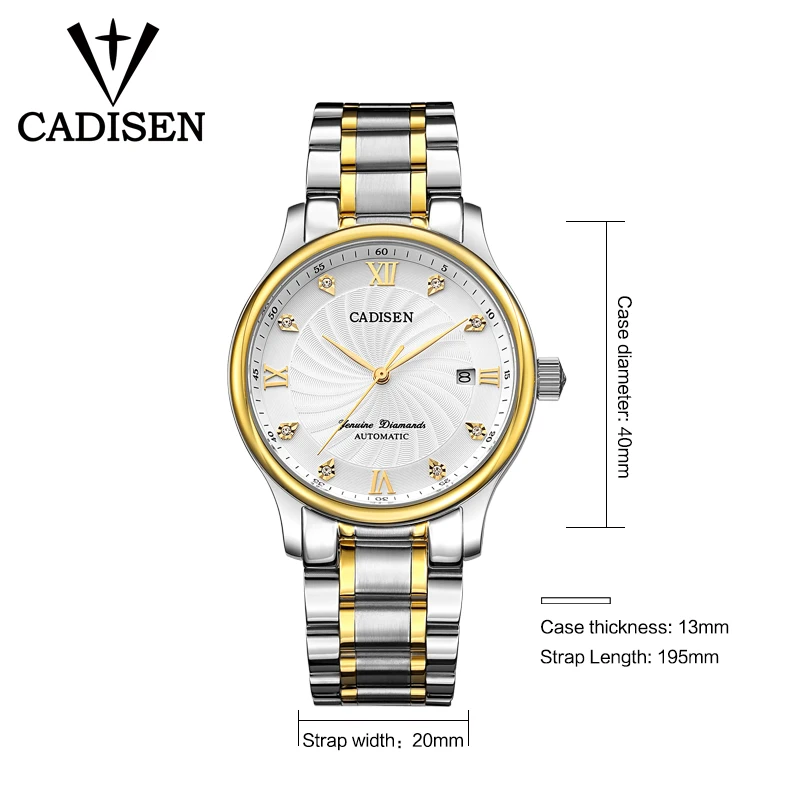 2018 CADISEN Brand Men Mechanical Watch Automatic Role Date Fashione luxury Submariner Clock Male Reloj Hombre Relogio Masculino