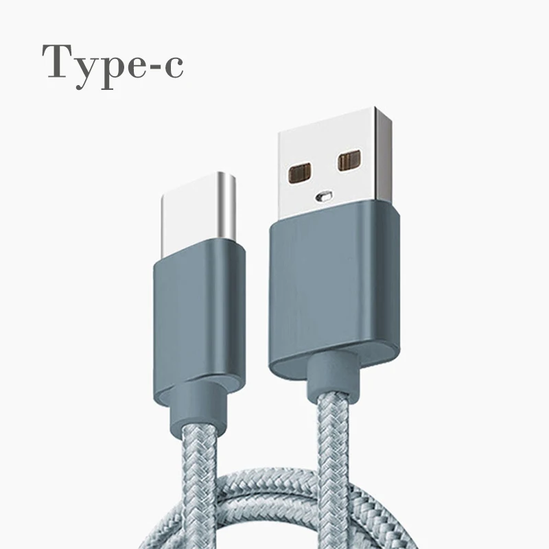 USB кабель с нейлоновой оплеткой для мобильного телефона, Micro usb type-C кабель для зарядки iPhone X 6 6s 7 8 ipad samsung 6 Кабели для зарядки - Цвет: Type-c(Gray)