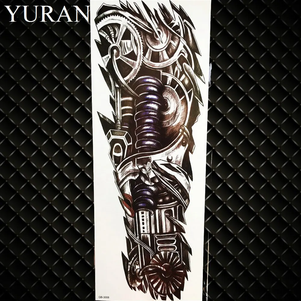 Темный рыцарь со львом большие черные временные татуировки наклейки 48*17 см мужские и женские водонепроницаемые поддельные татуировки тела полный рукав татуировки - Цвет: GQB008