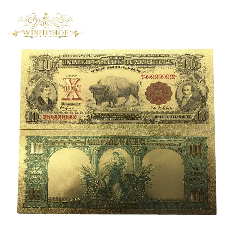 10 шт./лот, цветные банкноты США, 1899 долларов США, 5 долларов, Золотая фольга, сувенирная коллекция - Цвет: Лиловый