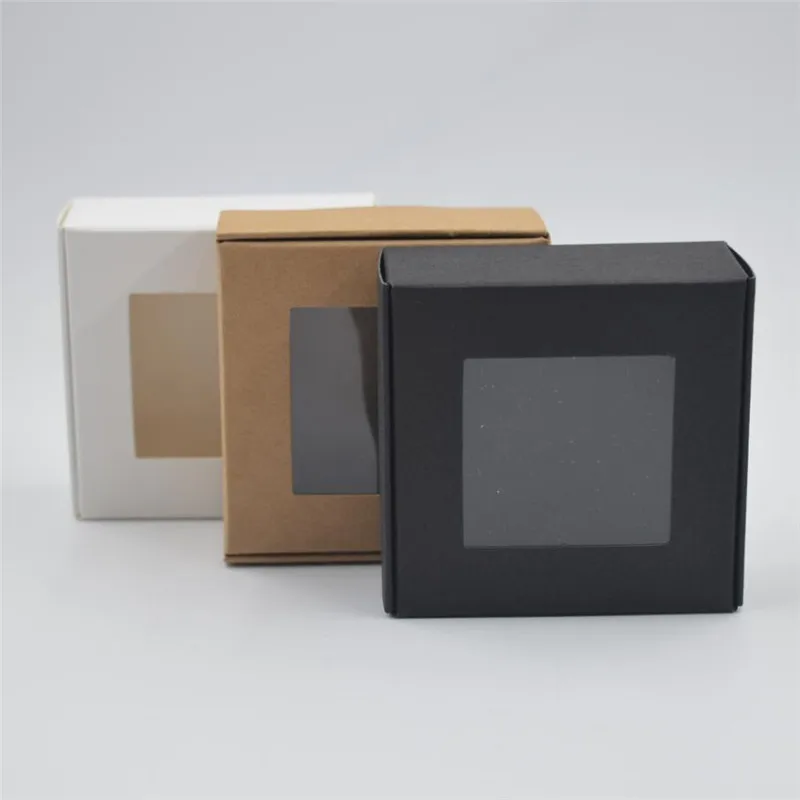 7.13 50pcs Blank Kraft Paper Box With window Gift box White Blank Small
