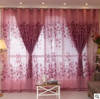 

FYFUYOUFY Upmarket jacquard curtain Living room burnout voile curtain aesthetic floral Shading cloth curtain French window