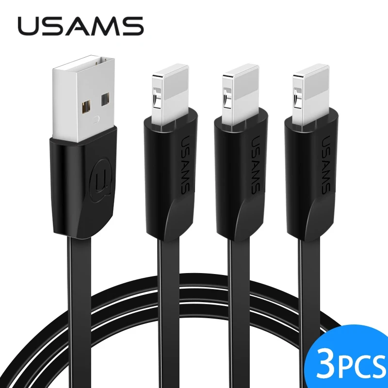 

USAMS 3PCS/Lot 2m For Lightning to USB Cable For iPhone X 8 7 6 6S 5 5S Charging Cord For iPhone Cable Data Sync Charger Cables