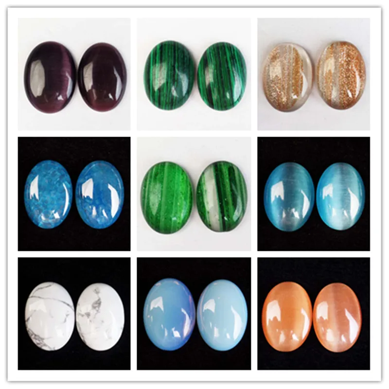 2pieces/lot)Wholesale Natural Mixed Stone Oval CAB CABOCHON 25x18x6mm yl061801