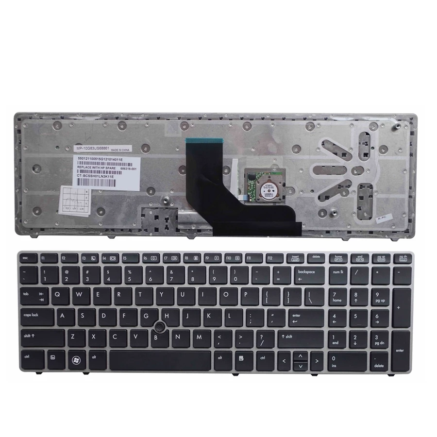 Новая английская клавиатура для ноутбука HP серебристая EliteBook 8560p 8570P 8560B 6560b 6565b с