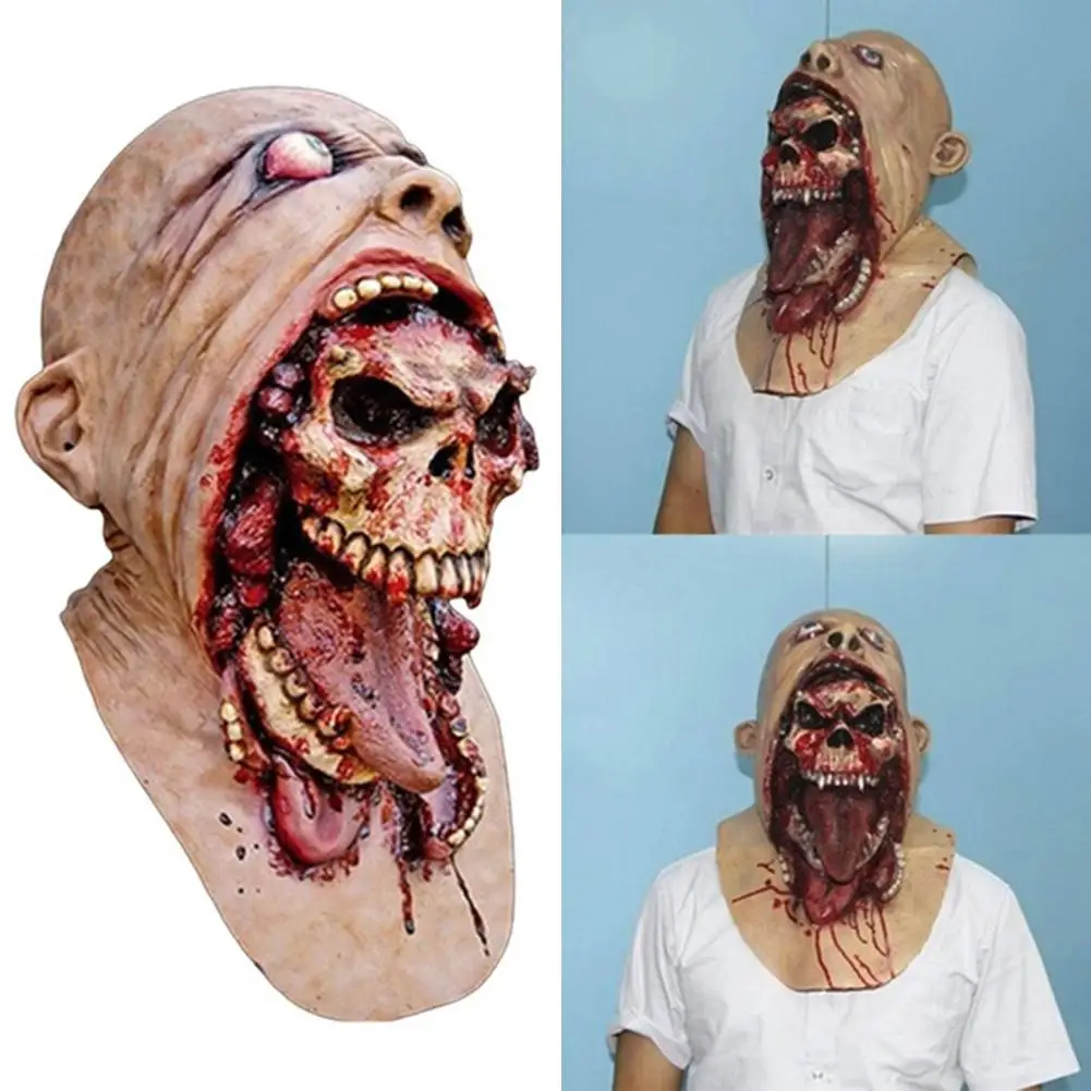 

Halloween Cosplay Prop Melting Face Latex Scary Bloody Zombie Mask Adult Bloody Zombie Mask Halloween Scary Costume Decor