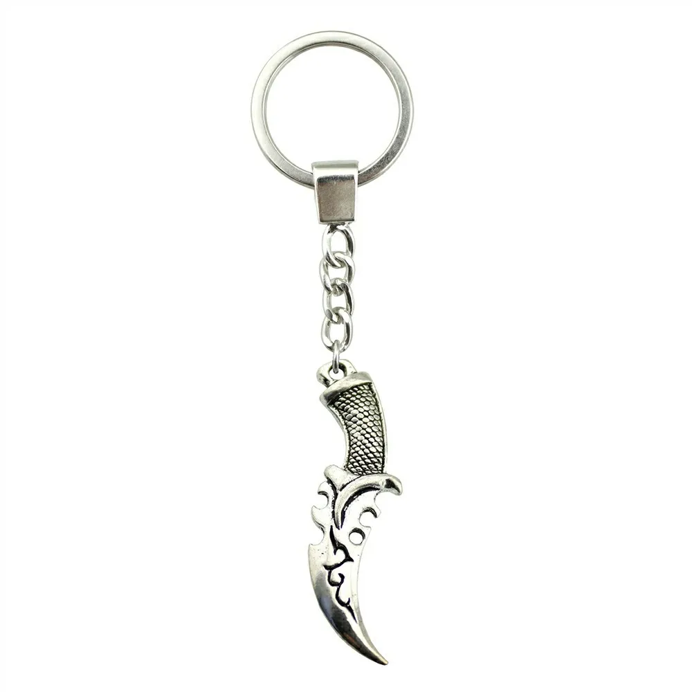 

Keyring 50x12mm Knife Antique Silver Color Men Jewelry Car Key Chain Ring Holder Souvenir For Gift