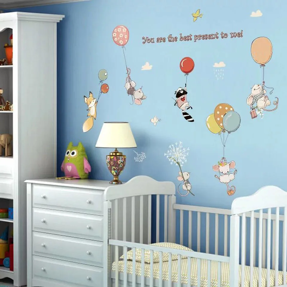 Милый Единорог, фламинго, наклейка на стену для детской комнаты, домашний декор, животное, наклейка, обои для девочек, украшение комнаты, стена