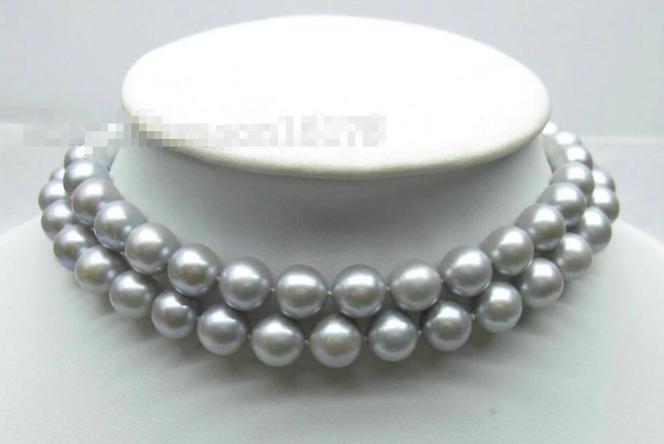 

Single Gray 9.5-10mm AAA Grade South Sea Pearl Necklace Coat Chain 14k ^^^@^Noble style Natural Fine jewe FREE SHIPPING
