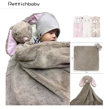 Милые детские одеяла 76x76 см, зимние детские одеяла для мальчиков и девочек, подарок на день рождения, мягкие теплые коралловые флисовые плюшевые игрушки в виде головы животного для новорожденных