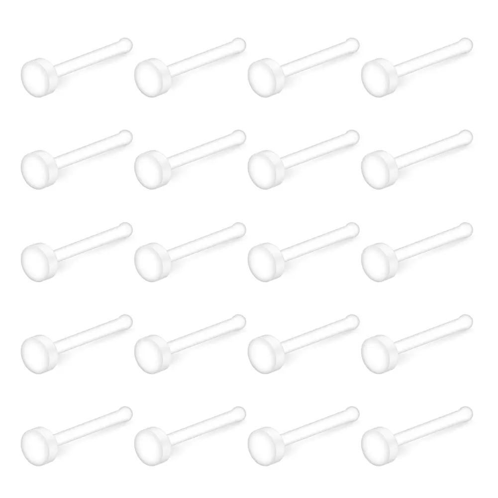 

JFORYOU 22G Clear Bioflex Nose Bone Ring Stud Retainer Body Jewelry Piercing Top Flat 2mm 2.5mm 3mm 20-30PCS