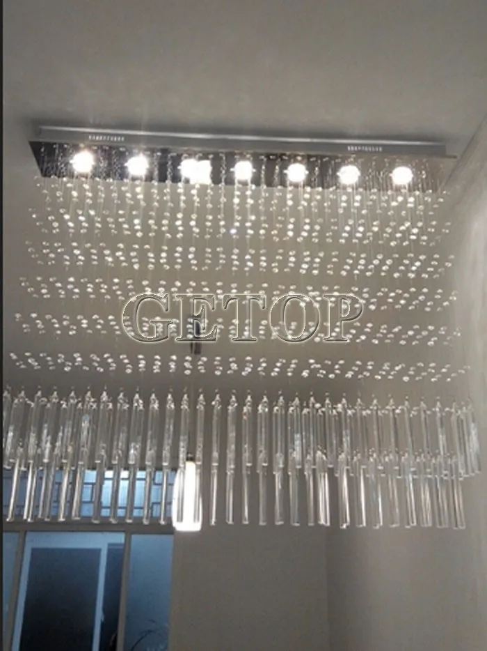 Хрустальная люстра K9 прямоугольная со светодиодной подсветкой|light living|light living