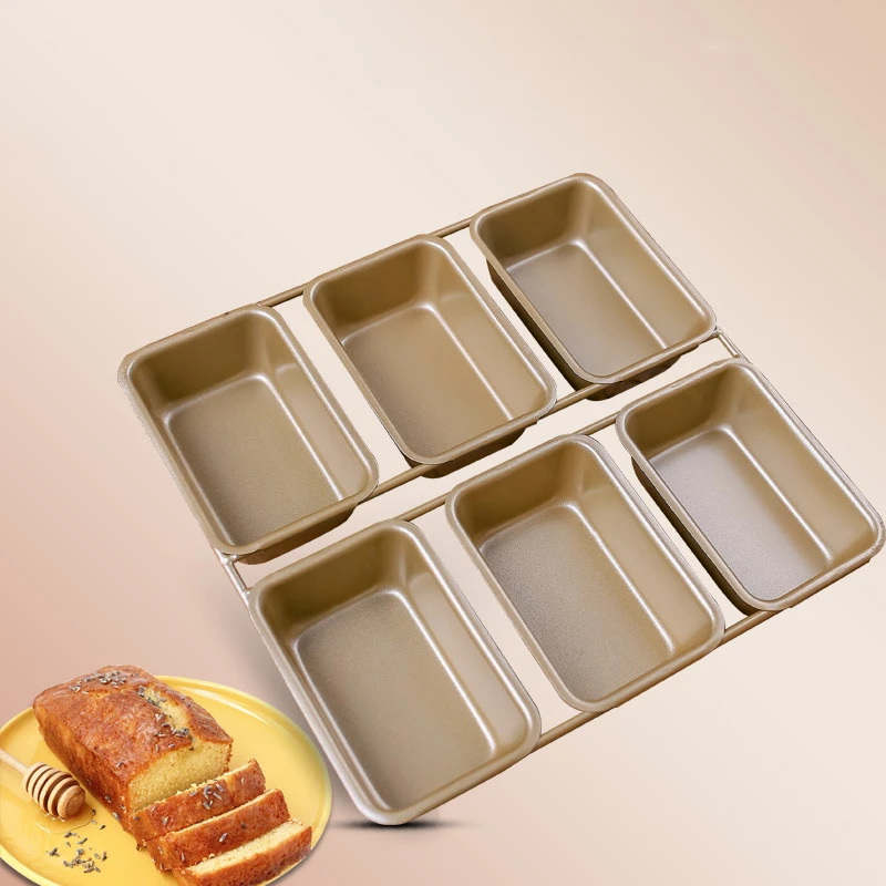 

6 Cup for Mini rectangle Pan Carbon Steel Plate For Baking Loaves Toast Bread Muffin Tray For Diy cake Kitchen Tools