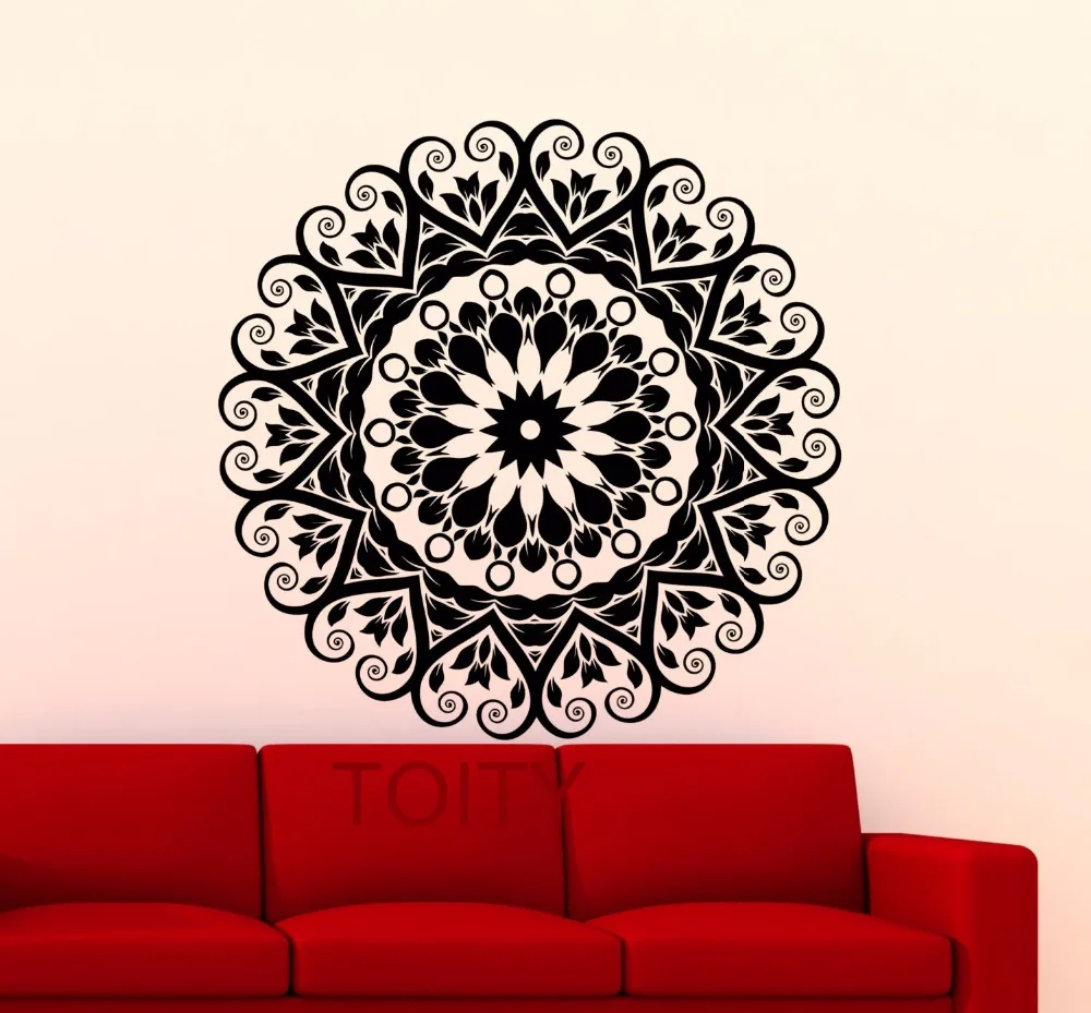 

Mandala Wall Sticker Mehndi Ornament Yoga Namaste Peaceful Round Pattern Vinyl Decal Home Interior Room Decor Indian Art Mural
