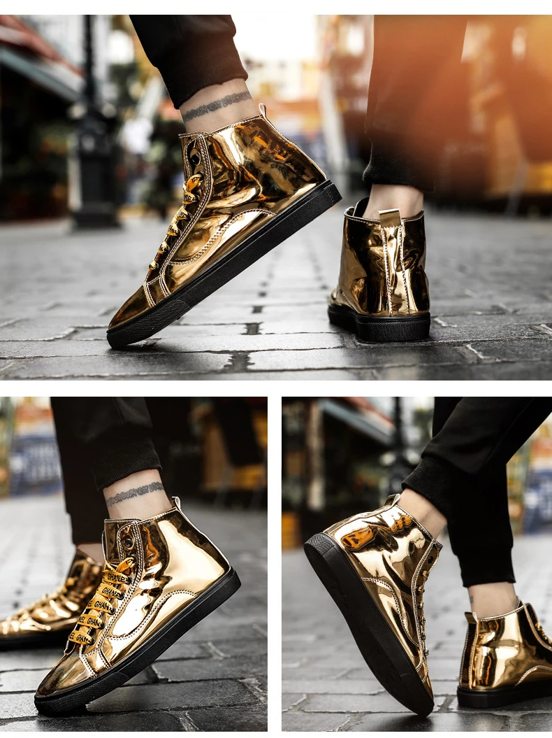 DESERT RAM Brand Boots Men Glittering Leather Shoes Street Style Canvas Bot Fashion Sneakers Waterproof Male Casual Ankle Boot (10)
