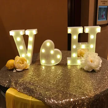 

Warm White Alphabets DIY LED Holiday Lighting Letters A-M Symbol Plastic LED Lights Living Bedroom Wedding Party Festival Decor