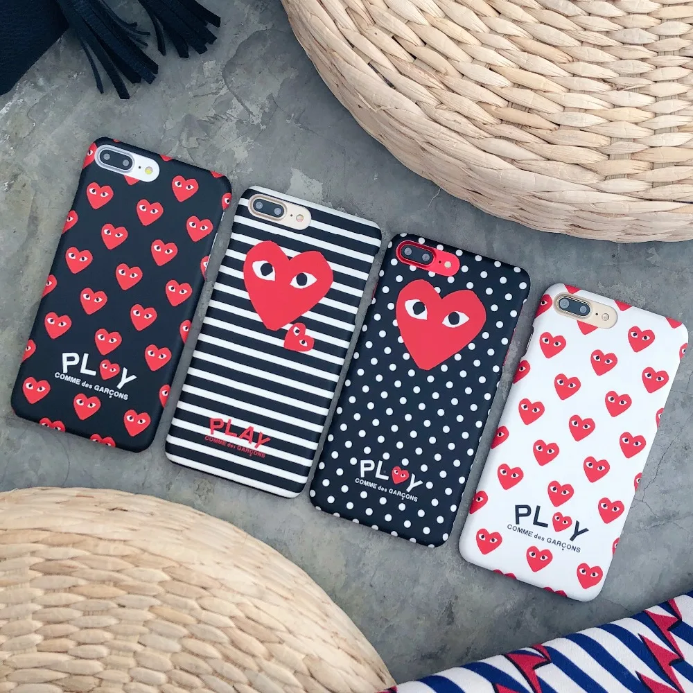 

Japan tide brand CDG PLAY Comme des Garcons Loving eyes case cover for iphone 7 plus 6 6S X 8 8plus XR XS Max Luminous Case capa