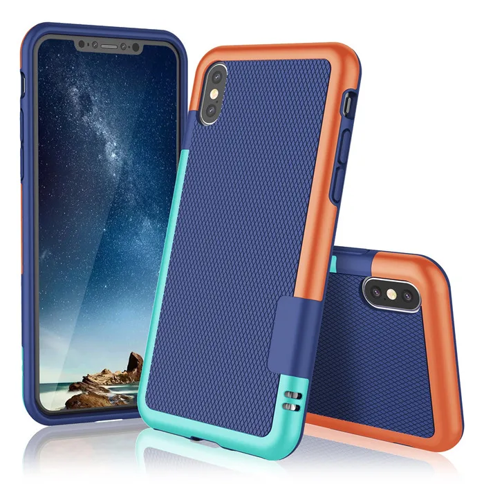 Simple Hybrid PC+ Silicone Anti-slip Shockproof Phone Cases for iPhone X XS MAX XR 8 7 6 6S Plus 5 5S SE Cover Matte Armor Case - Цвет: Dark Blue No Lanyard