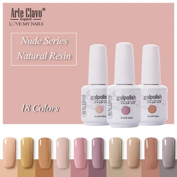 

Arte Clavo 15ml Gel Nail Polish Nude Color Soak Off UV LED Glitter Nail Art Semi Permanent Gel Lacquer Gel for Nail Primer Tops