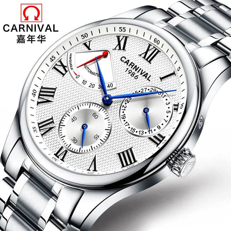 

2016Carnival Energy display Men top quality automatic Brand mechanical Watches military Luxury full steel Waterproof Watch uhren