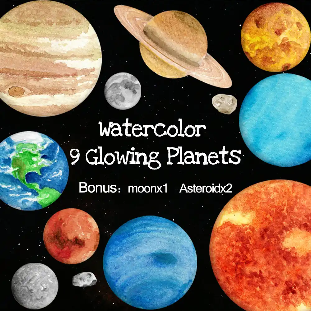 Diy Planets Fluorescent Sticker Luminous Solar System
