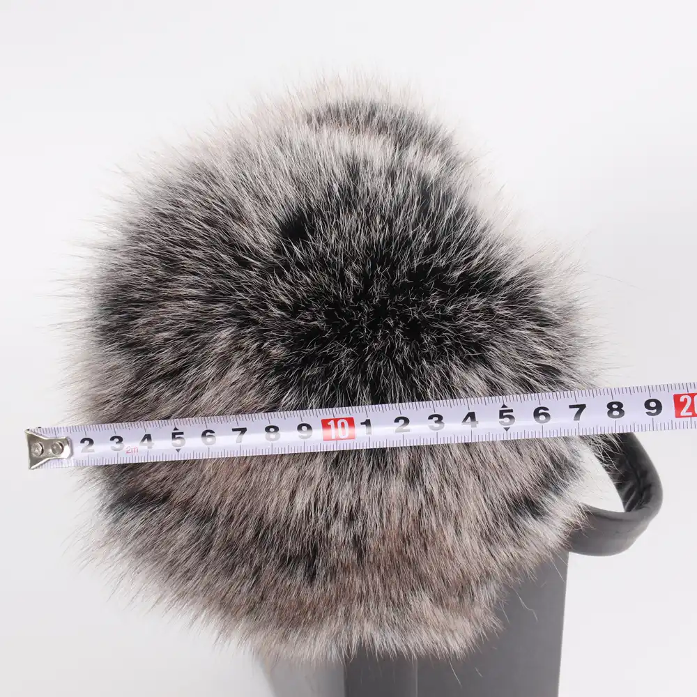 Black Large 100/% Real Fox Fur Earmuffs W Pompom Fur Ball  Warm Ear Protector