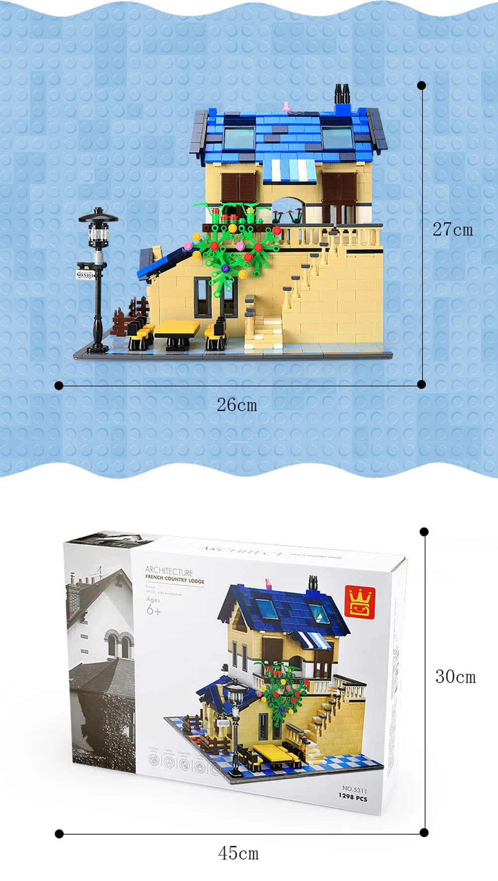 WANGE французский деревенский домик 1298 шт. Кирпичи DIY Строительные блоки совместимы с брендом Обучающие пазлы для детей игрушки для детей Подарки