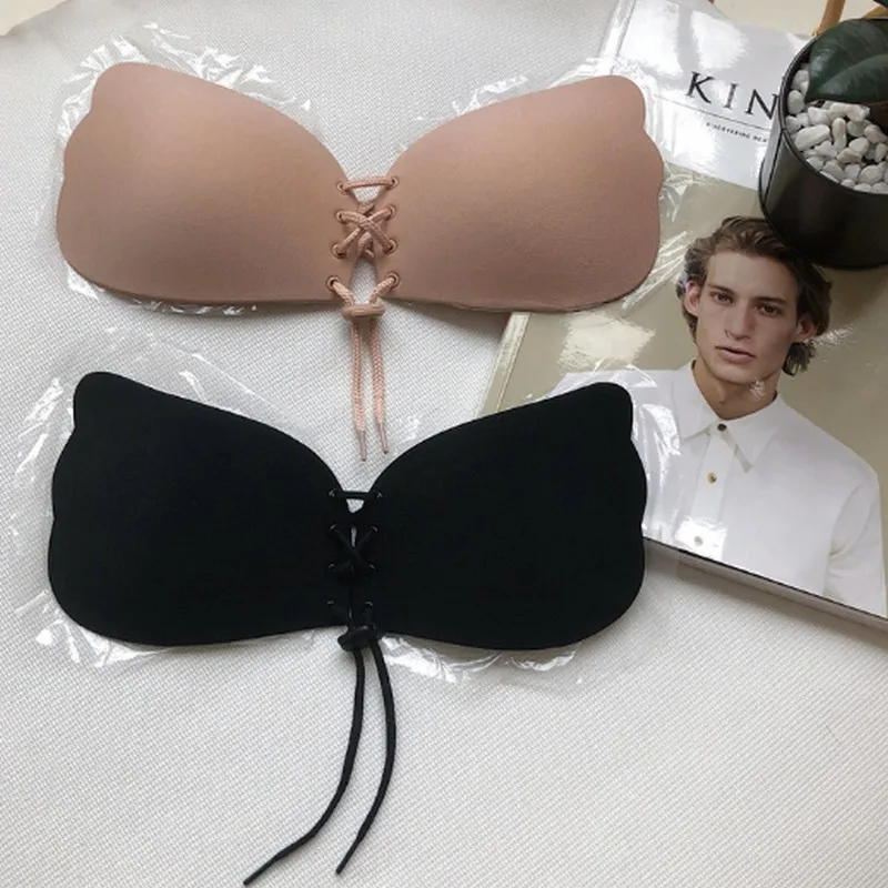 

Loose Fashion Sexy Women Invisible Bra Super Push Up Seamless Self-Adhesive Sticky Wedding Party Front Strapless Backles Fly Bra