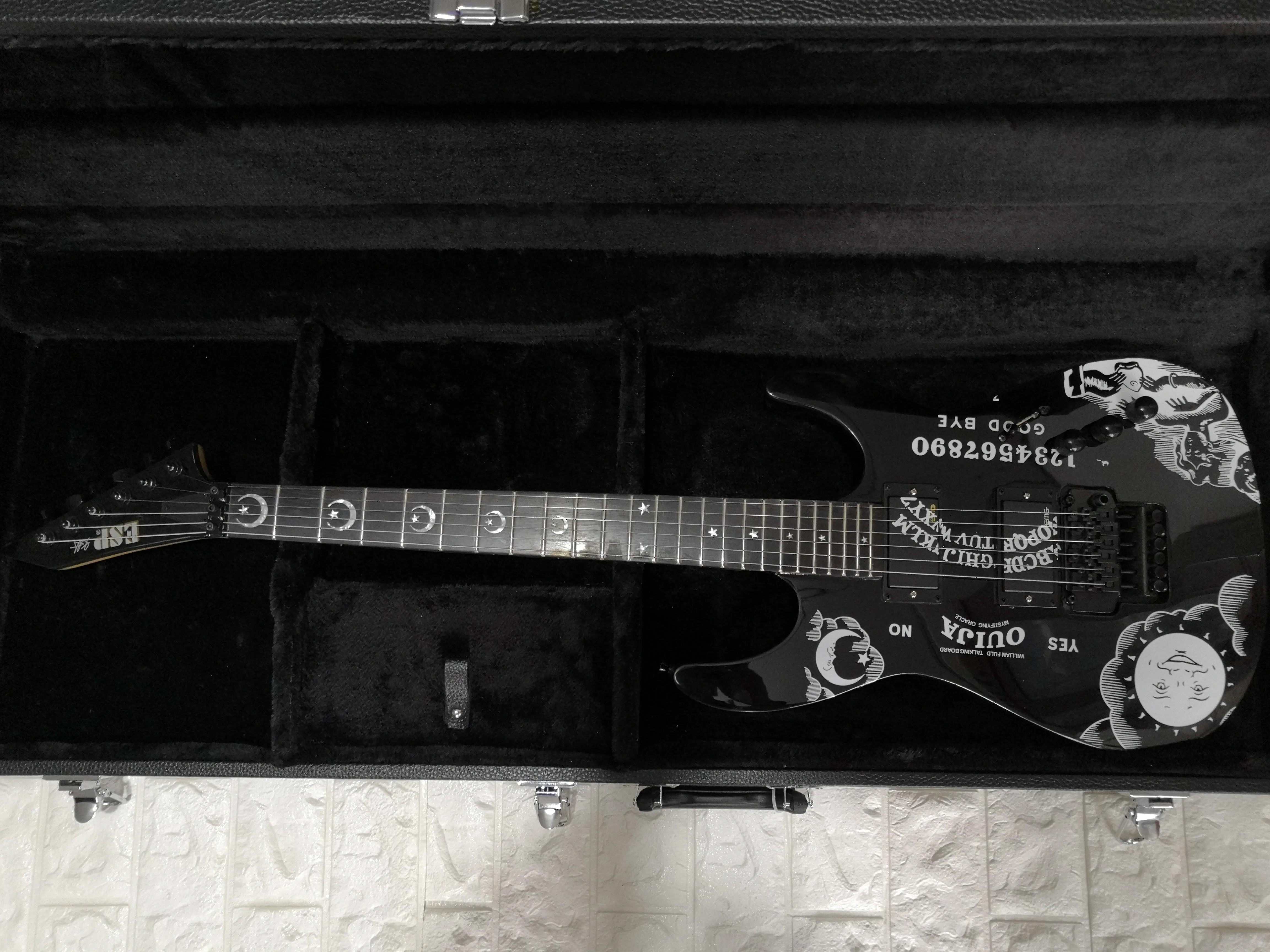 

Custom Black guitar black hardware HH pickups Ouija beautiful Electric Guitar,customized!es-2