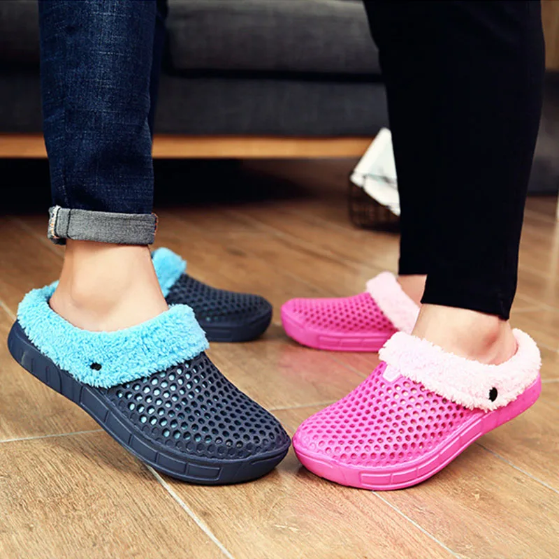 

2020 Winter Shoes For Women Soft Plush Slippers Casual Crocus Clogs With Fur Fleece Lining Home Floor Warm Slipper Fur Shoes