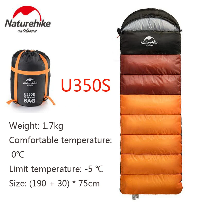 Naturehike сверхлегкий спальный мешок для отдыха на природе, походный спальный мешок для взрослых, может быть соединен туристическим Tquipment NH15S009-D - Цвет: ORANGE U350S