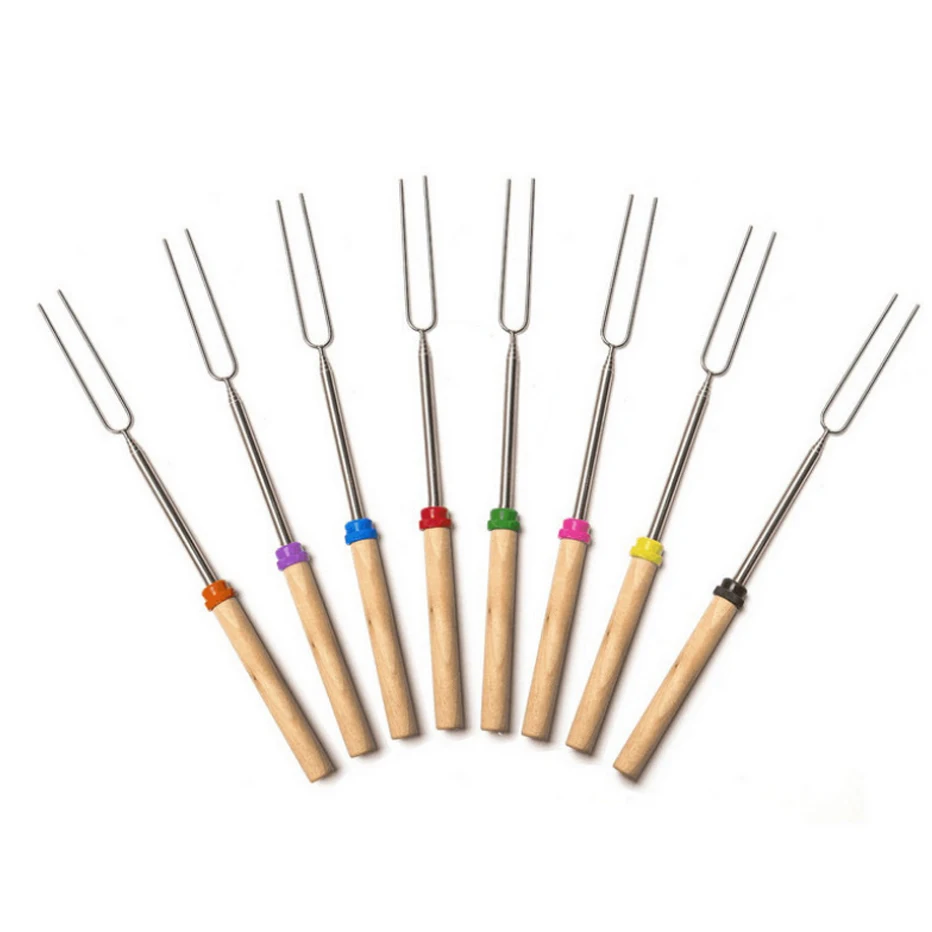 Basedidea u-образные палочки для барбекю с деревянной ручкой для обжига вилки для барбекю раздвижная вилка для барбекю