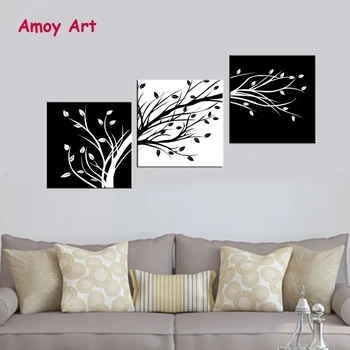 

3 piece Wall Art Black and White Tree Canvas painting wall Pictures for living room Canvas print for home decor Unframed