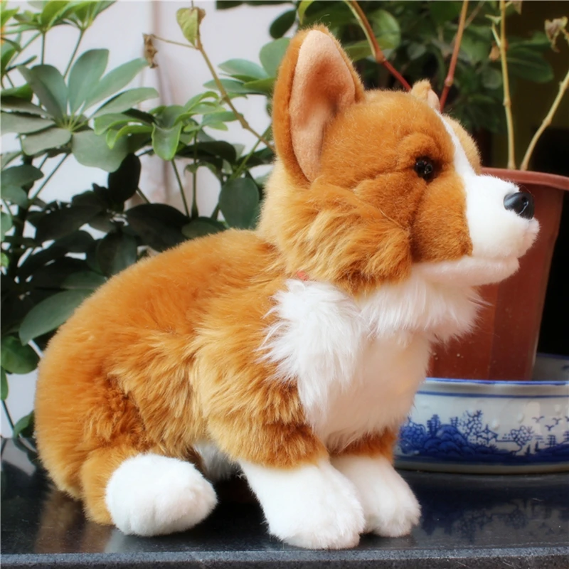 Kawaii Quality Simulation Animal Corgi Plush Toy Stuffed Animals Dog Doll  Mini Dogs Toys for Baby Gift Decoration 28cm DY50178(2)