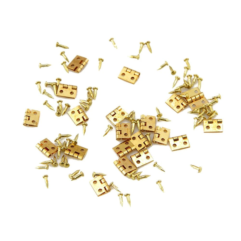 Copper 8*10mm Brushed Brass Mini Hinge Small Jewelry Cigar Box Hinges  20pcs