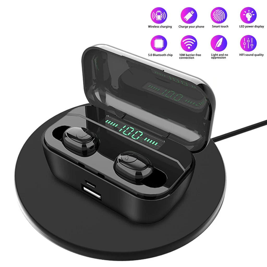 

TWS G6S Bluetooth Earphones True Wireless Earbuds with LED Display Charging Case Bilateral Stereo Sports Music Headsets