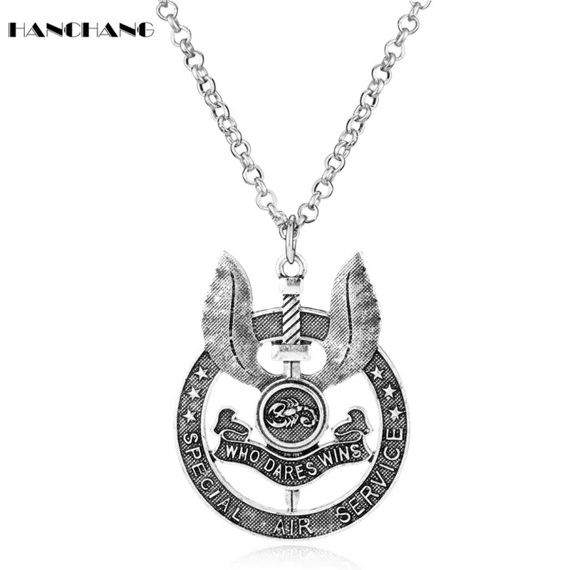 HANCHANG Jewelry UK Special Air Service S.A.S Logo Necklace WHO DARES WINS Morale Military Chain Pendants&ampNecklaces Women Men | Украшения