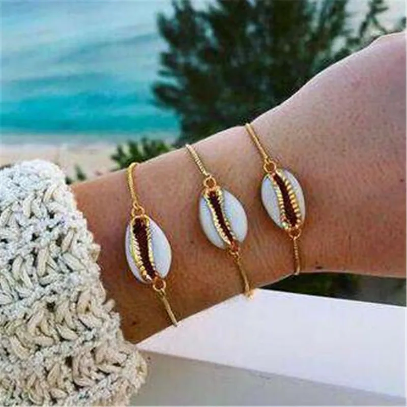 

Ahmed Bohemian Fashion Beach Style Shell Gold Chian Bracelets for Women Girl New 2019 Charm Simple Bracelets Jewelry