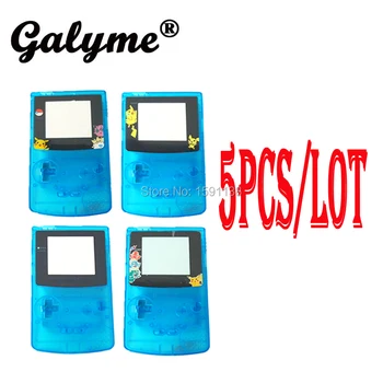 

5PCS/LOT New Sale Clear Blue Color Housing Case Cartoon Screen Lens GBO DMG Boy Color Fit For GameboyColor Shell Screws Buttons